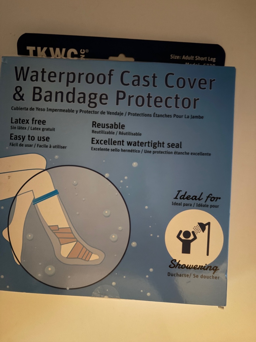 Water Proof Cast Cover by TKWC Inc Adult Short Leg Model 5738 New
